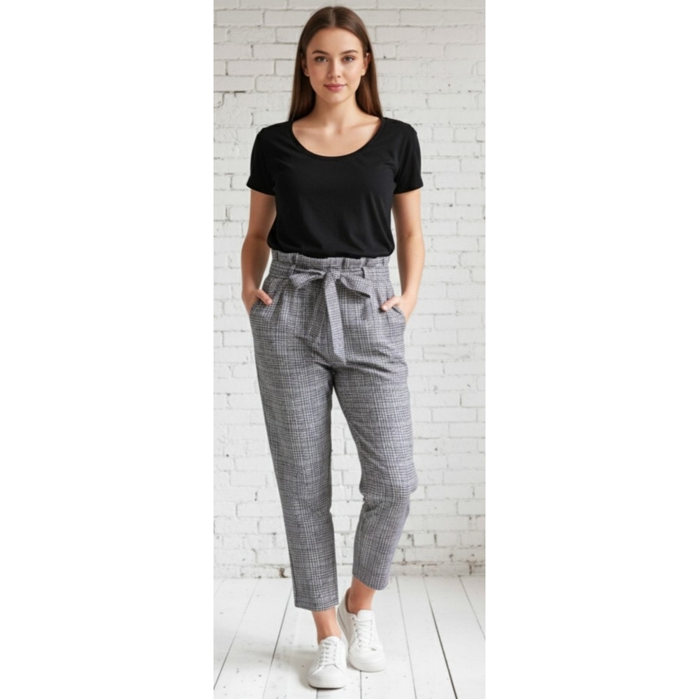 Worthington Modern Fit Gingham Ankle Pants Purple Black White Size 12P